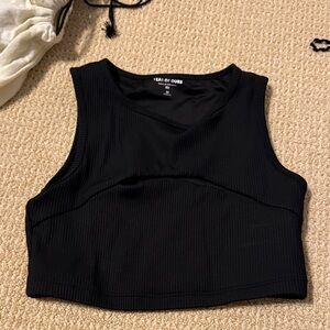 Year of Ours Black Ribbed Crop Top